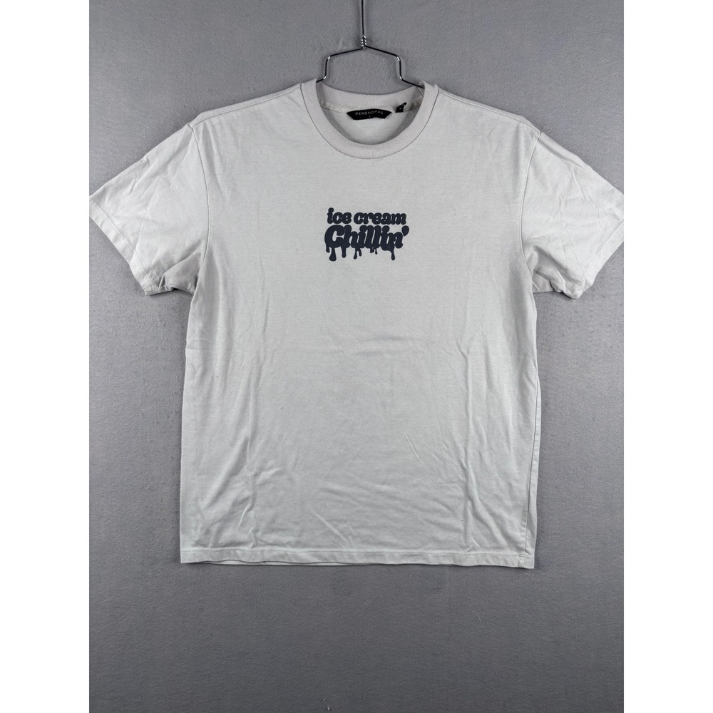Penshoppe Ice Cream Chillin Graphic T-Shirt Gray Mens Large Relaxed Fit Tee